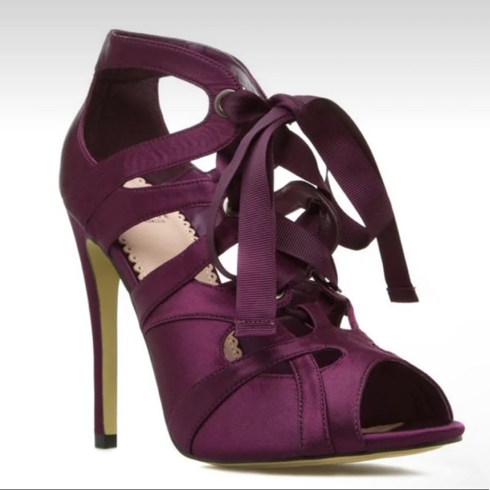 Purple lace up heels